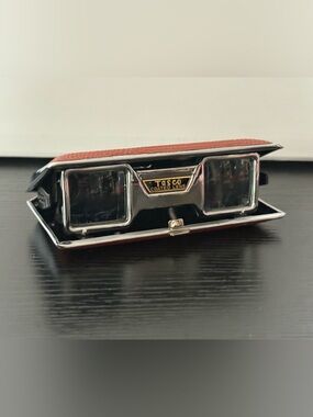 Vintage Tasco Folding Opera Glasses Wrapped in Brown Leather (